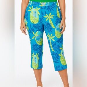 NWOT Lilly Pulitzer‎ Tropical Cropped Pants Blue Green Print Size 10